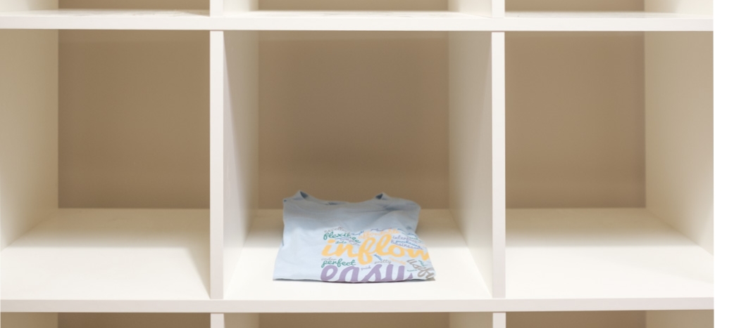 A single t-shirt on empty shelves means it's time to reorder