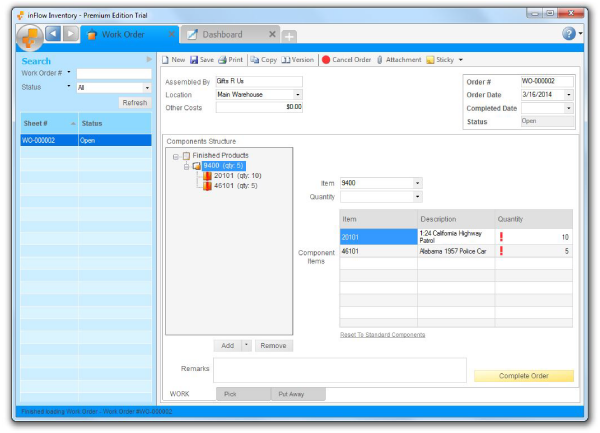 using work order software and forms for manufacturing management work order system