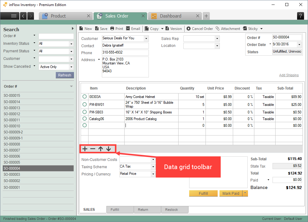 Data Grid Toolbar