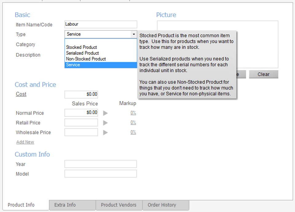 Item types - Service