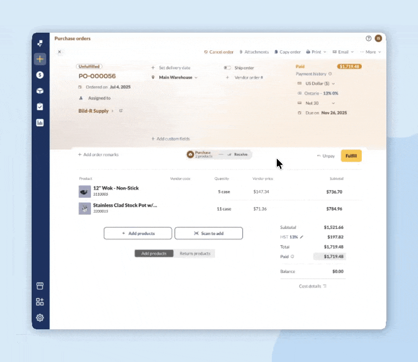 How to partially receive purchase orders.