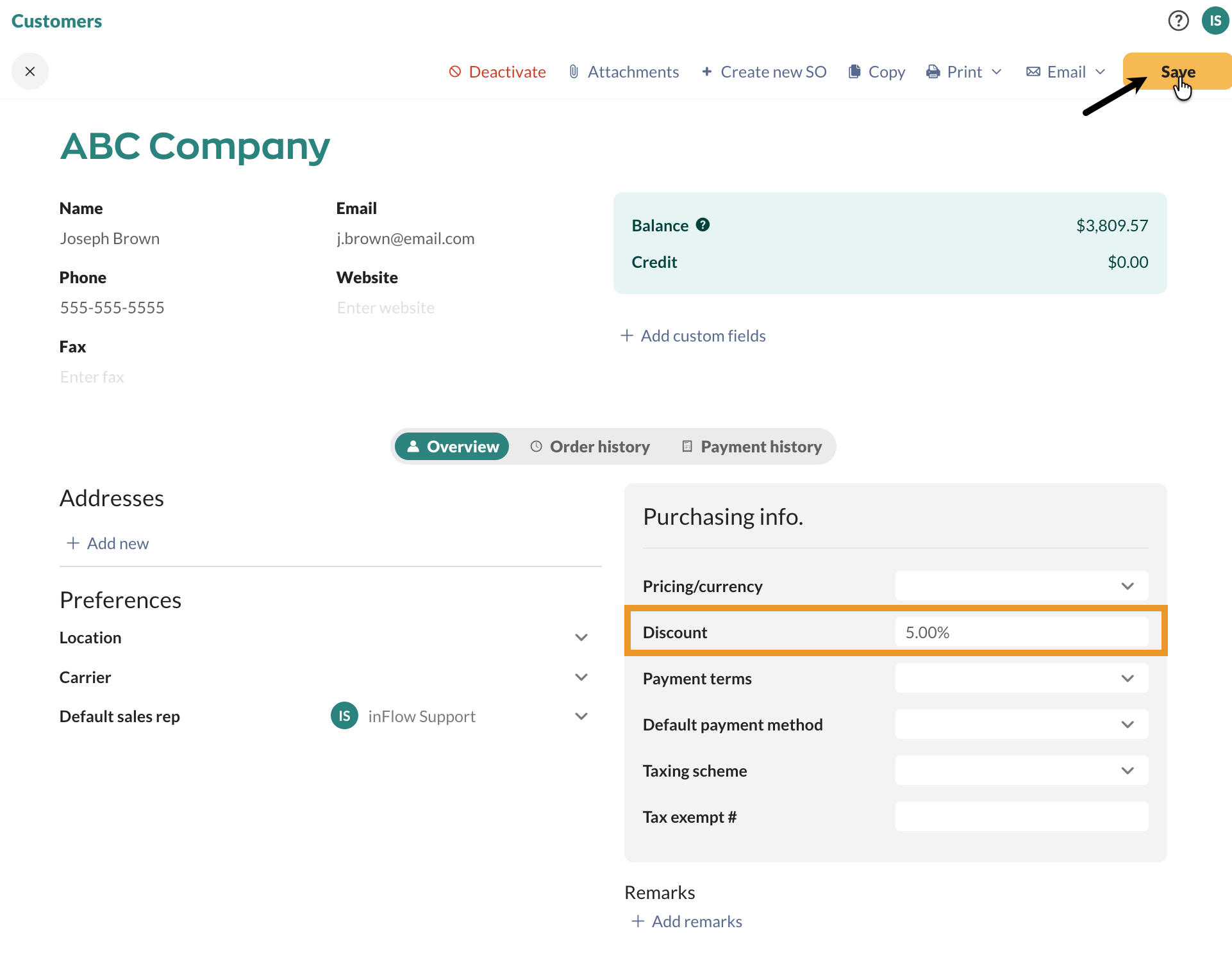 Adding a recurring discount to a customer record. 