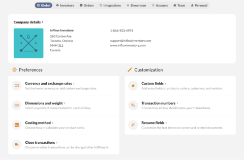 inFlow options and settings - inFlow Inventory