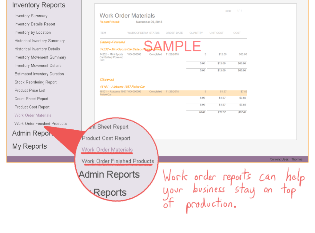 inFlow Cloud has two new work order reports for materials and finished goods to help you stay on top of production.