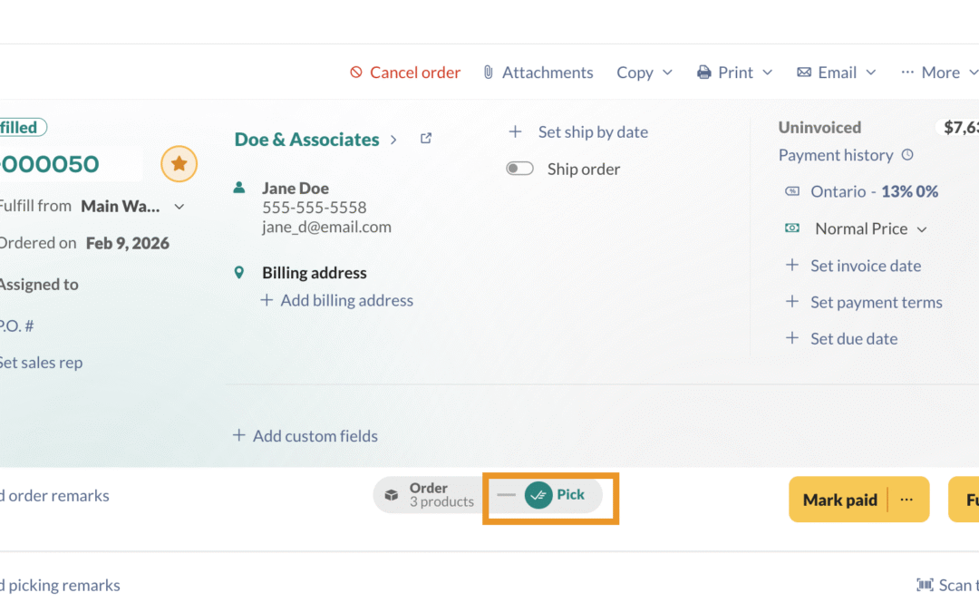 Sales orders: pick, pack, & ship