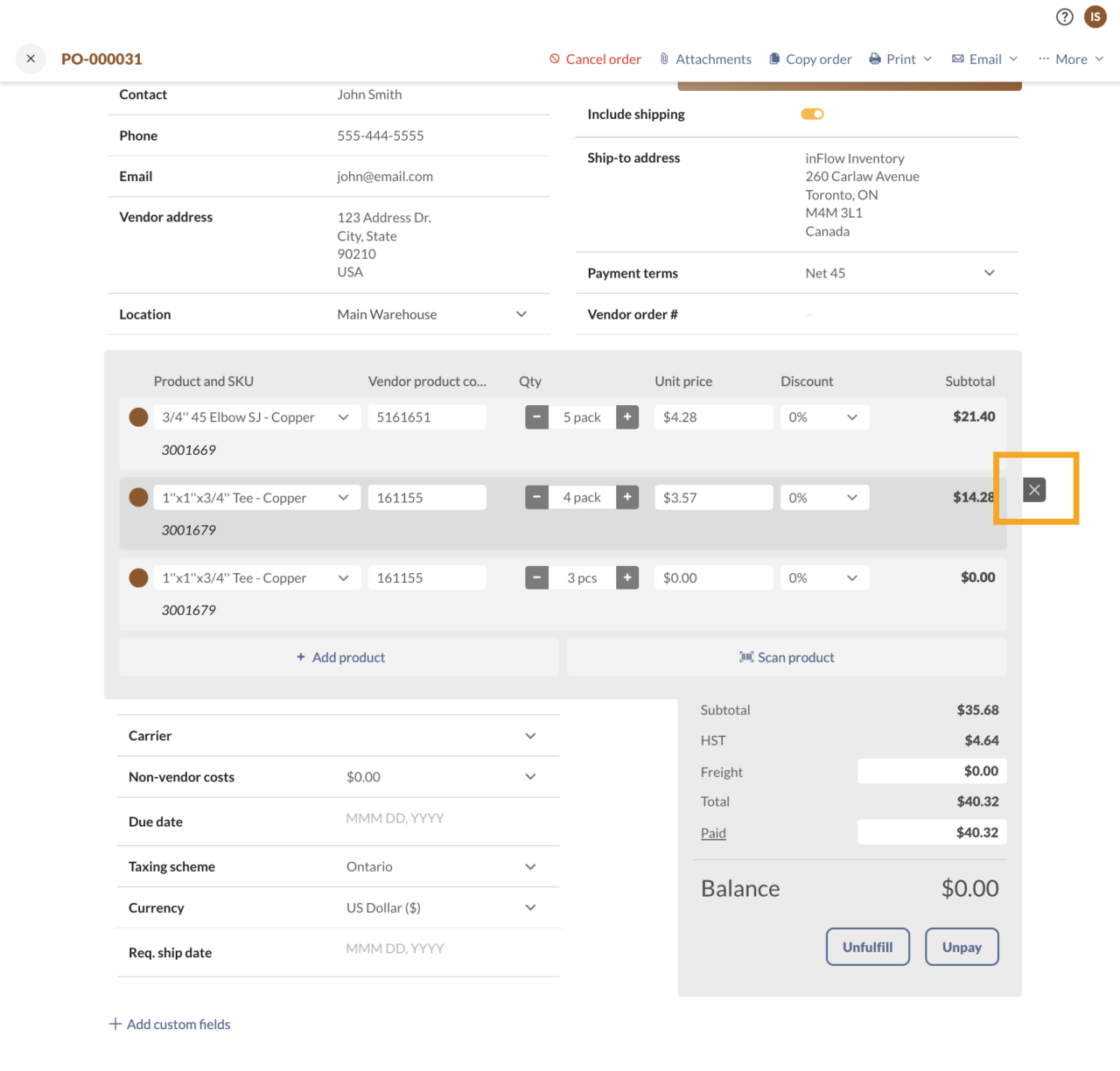 How to create and complete a purchase order - inFlow Inventory