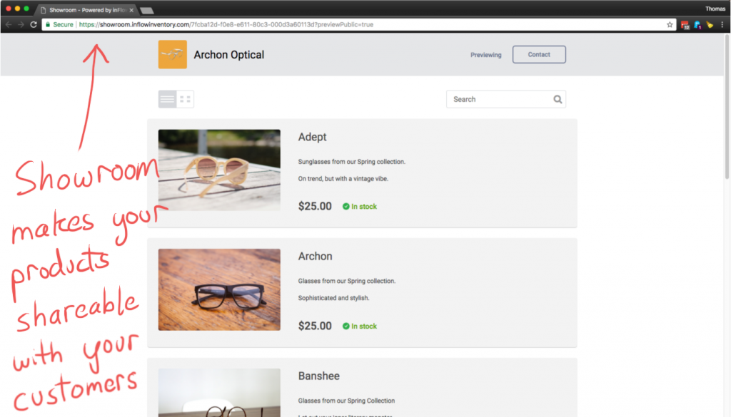 Showrooms make your products shareable with your customers