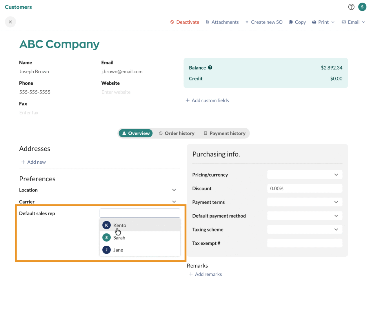 How to create sales reps and set access rights - inFlow Inventory