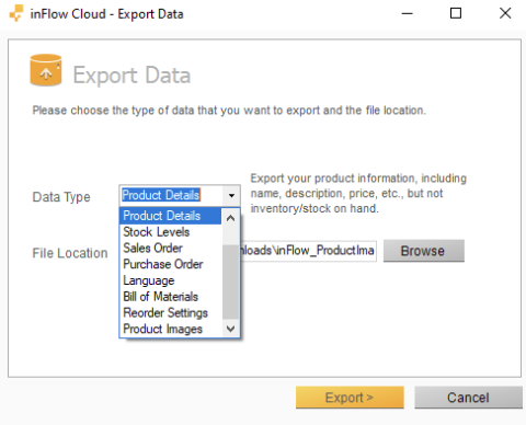 How to export data or reports from inFlow - inFlow Inventory