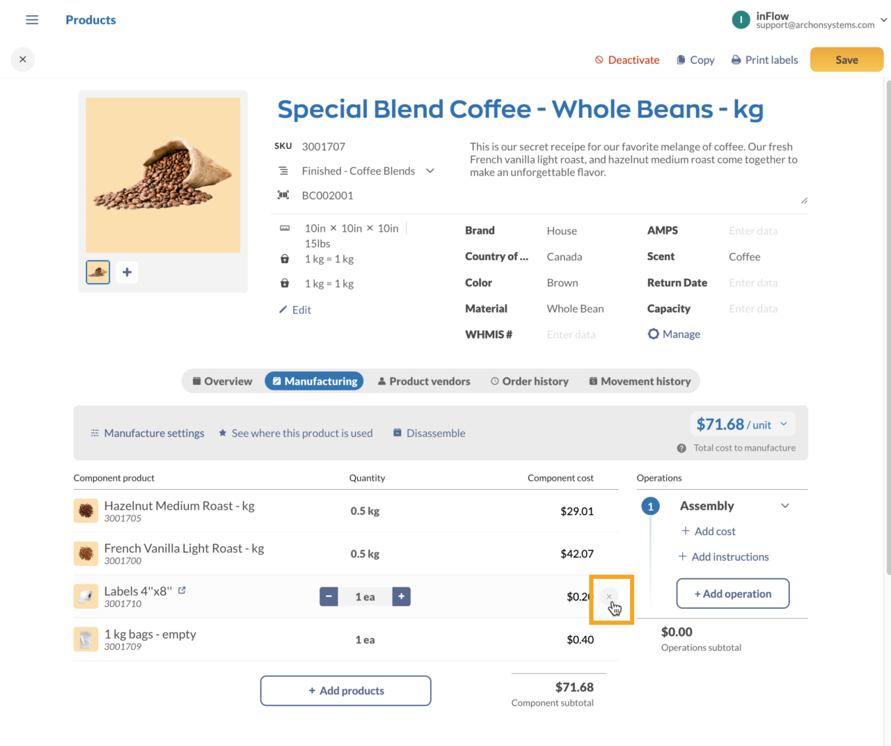 How to create a bill of materials (Web) - inFlow Inventory