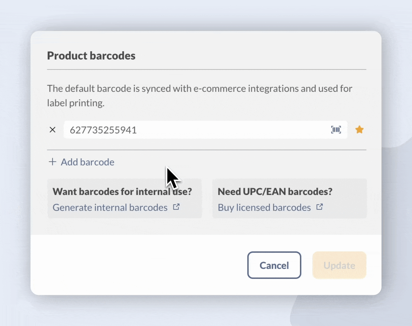 Adding multiple barcodes to a product in inFlow.