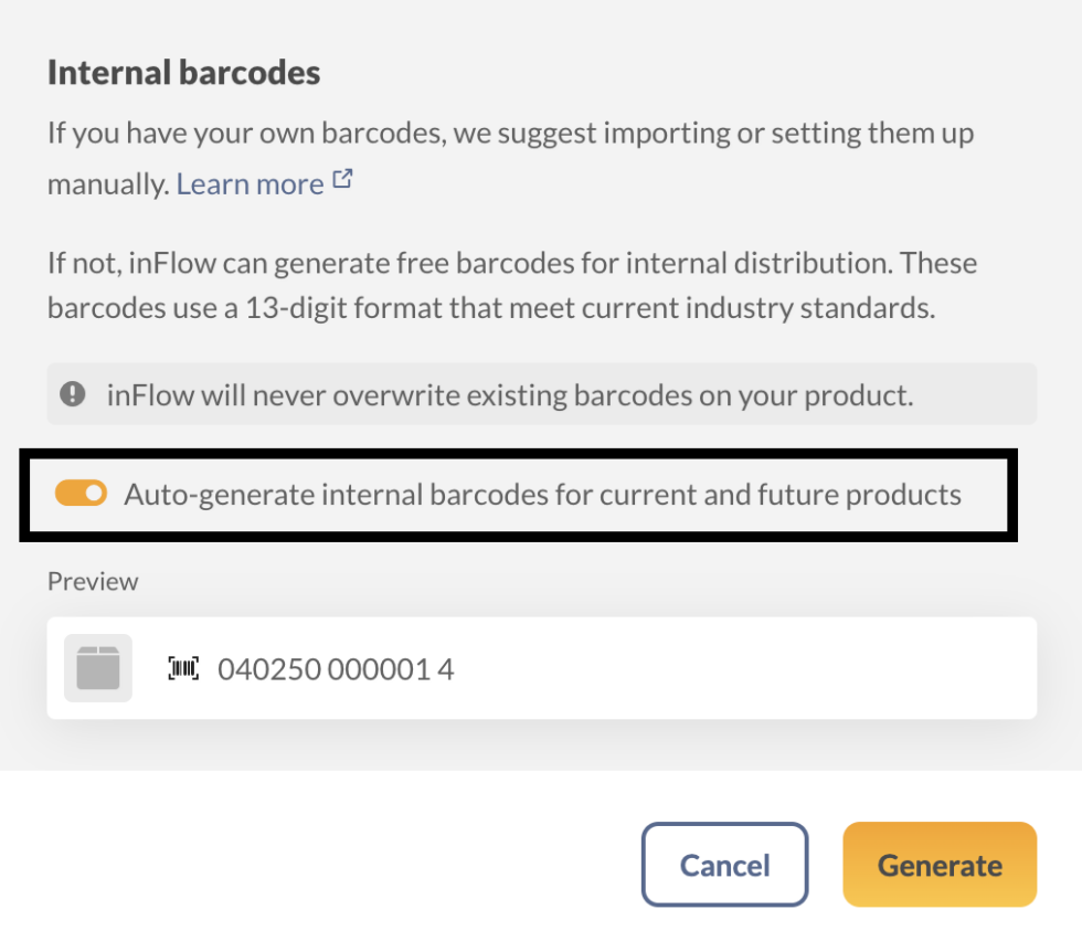 How to add/generate barcodes in inFlow - inFlow Inventory