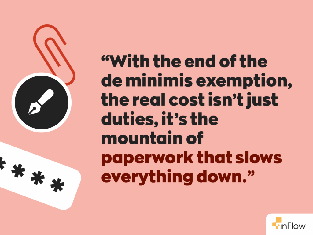 The cost of the end of the de minimis exemption.