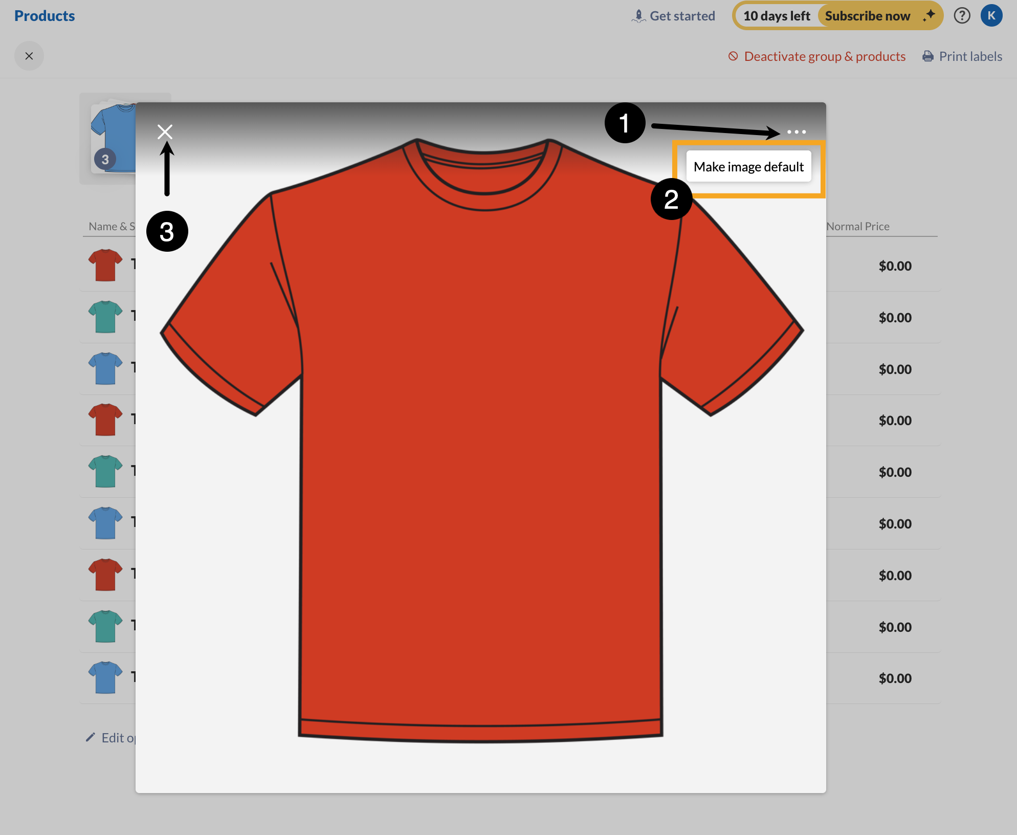 Example on how to set the default image on a product group record. 