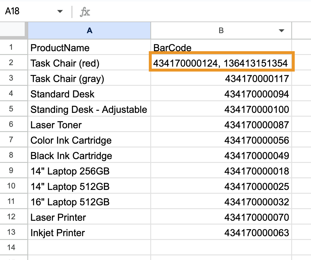 How to add multiple barcodes to a CSV template. 