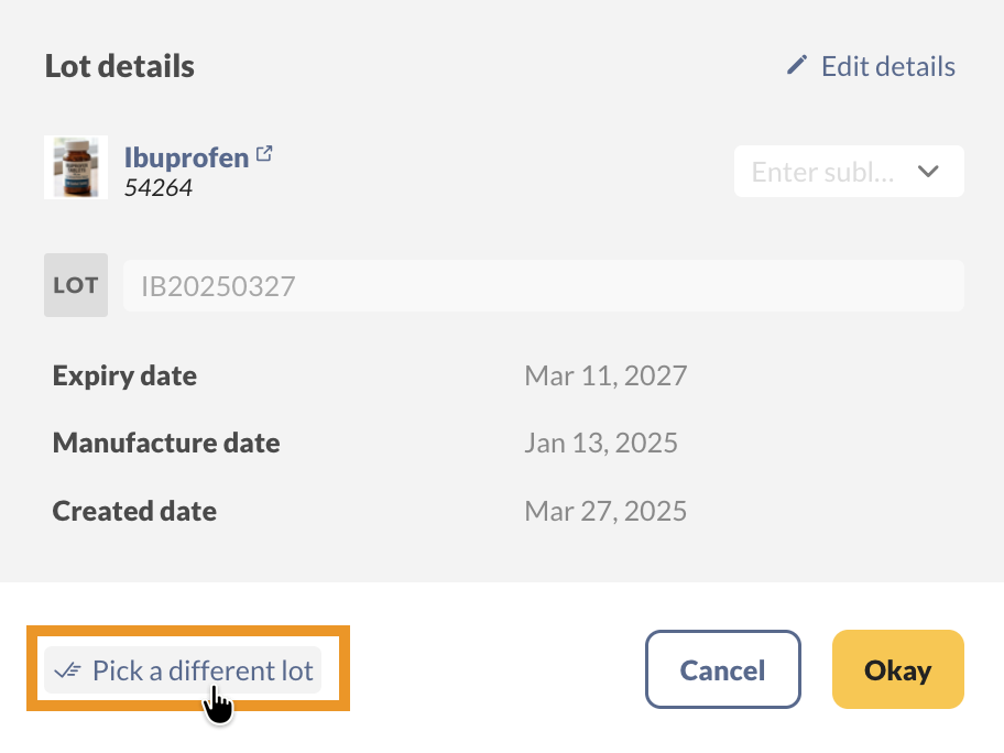 How to select a different lot number from what was automatically selected on the sales order.
