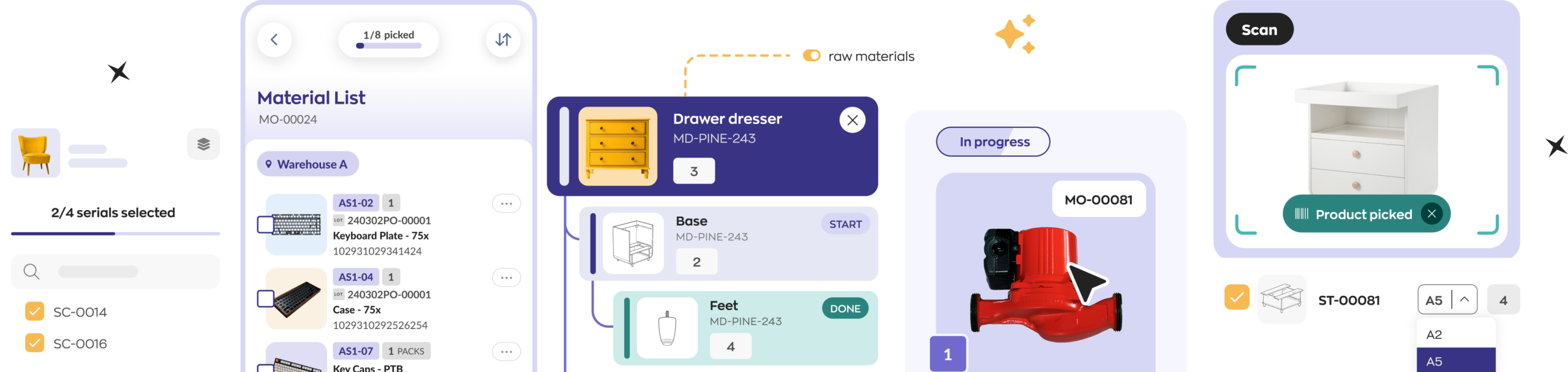 inFlow Manufacturing helps you track raw materials, manufacture orders, and more.